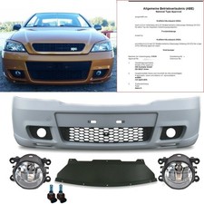 OPEL ASTRA G STOßSTANGE vorne KOMPLETT+Nebel SET Chrom für OPC II +ABE ZULASSUNG