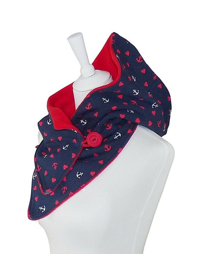 Kapuzenschal jersey blau - blau, rot