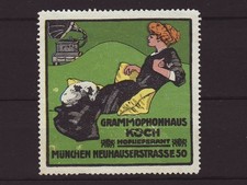 Reklamemarke für Grammophon-Haus Koch in München - Entwurf Hohlwein