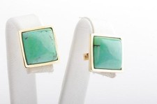 Ohrringe Ohrstecker Türkise quadratisch 10x10 mm 750 er 18K Gelbgold Neu! -