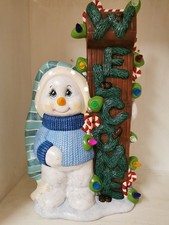 Toller Grosser Schneemann Aus Keramik zum Beleuchten