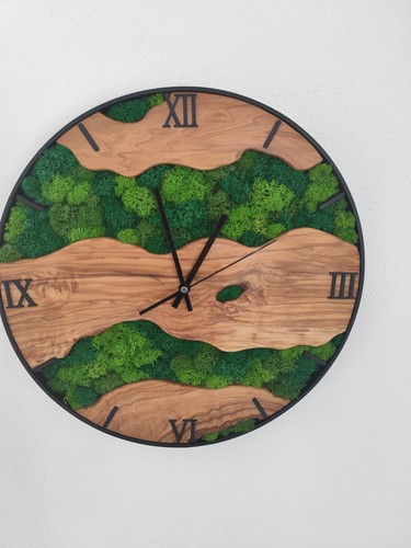 Wanduhr olivenholz moos - /, /