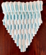 Rollkragenschal, Krageneinsatz, Schalkragen, Hellblau/Weiß, gehäkelt, Neu!!