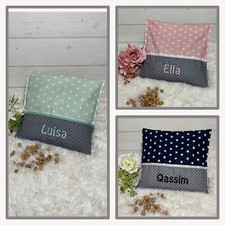 Wärmekissen mit Name bestickt, Sterne 15x15 cm, Kirschkernkissen