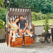 Strandkorb - weiß-grau -