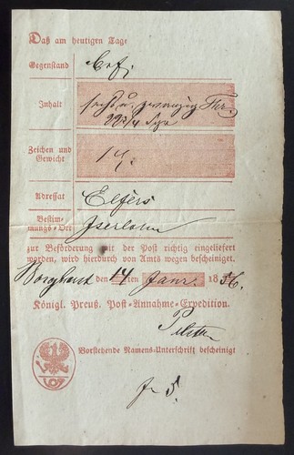 Preußen 1856 postschein - preußen,