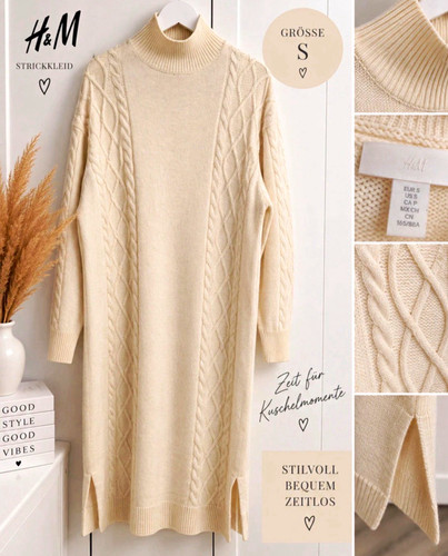 Strickmaxikleid creme gr - h&m,
