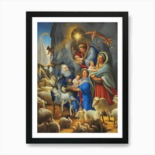 Krippe 15 Kunstdruck gerahmt Wandbild Poster Leinwanddruck Bild