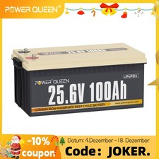 Power Queen 24V 100Ah Lithium Batterie LiFePO4 Akku mit BMS 2560Wh 4000+ Zyklen