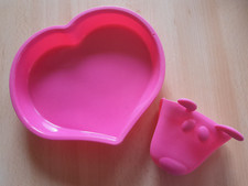 NEU - Silikonbackform HERZ + Handschuh HUND - pink - NEU