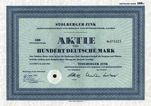Stolberger zink 1964 aachen - ag,