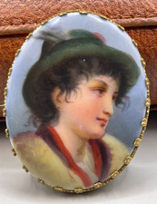 Antike brosche miniaturmalerei - brosche,