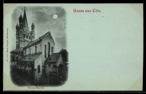 Mondschein köln kirche - mondschein-ak, köln,