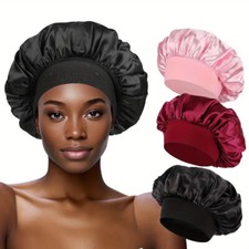 3 Stück Bonnet Schlafhaube Schlafmütze Haarschutz Satin Mütze Afro Haube