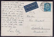 Deutsches Reich Luftpost Karte Hindenburg WZ 2 MiNr 489 - Berlin n. Zürich 1934