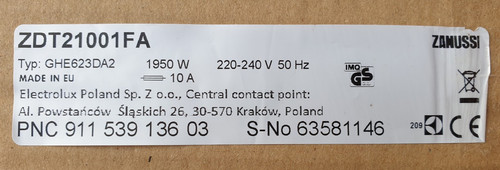 Zanussi zdt21001fa ghe623da2 - zdt21001fa,