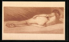 Künstler-AK Max Brüning: Liegender weiblicher Akt 