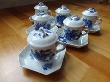 Royal Copenhagen, Blaue Blume, 6 Cremetassen mit Untertassen