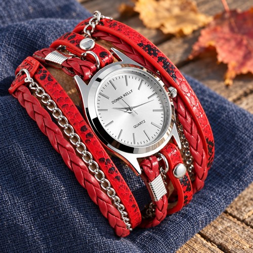 Damenuhr wickelarmband rot - wickelarmband,