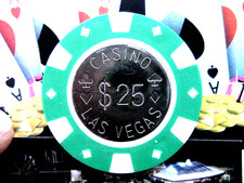 CASINO LAS VEGAS Nevada, USA Laser Silberglanz Jeton Spielwert $25/1 Stk (1.11)