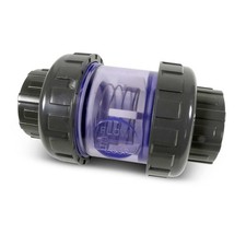 Rückschlagventil mit Schauglas, d50 Muffe, grau für Schwimmbad, Pool und Teich
