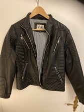 Bikerjacke Kunstleder Damen Gr L Top Neuwertig Schwarz