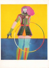 Zeichnungen, Richard Lindner: Girl with hoop - Postkarte ungelaufen