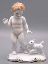 Porzellanfigur Junge mit Hund