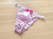 Damen Satin Slip mit Spitze, Dessous, Panty, Höschen, Gr. XL, Neu mit Elasthan