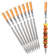 ZMC Kebab Spieße Edelstahl 55cm – 2cm breit Grillspieße mit Holzgriff rostfrei