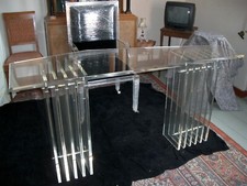 ACRYL SCHREIBTISCH 170 X  55 MIT ACRYL STUHL MIT RÄDERN  LUXUS PUR TOP ZUSTAND