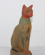 PHARAONISCHE EINZIGARTIGE HANDGEFERTIGTE ALTÄGYPTISCHE Statue der Katze Baste...