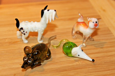 Glastiere, Glasfiguren ~ Konvolut: "4 x Montagsmaler" - Hund, Katze, Maus