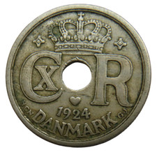 Münze Dänemark 25 Öre 1924