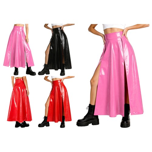 Damen lackleder rock lang - lackleder,