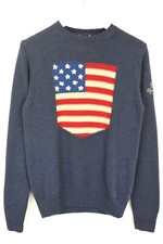 Gant Pullover Herren Klein Gestrickter Pullover Rundhals USA Flagge Blau