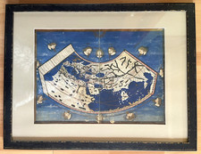 Gerahmtes Wandbild Welt-Bild-Karte ❤️ Kunstdruck bas. Ptolemaeus 1466-1467 Holz