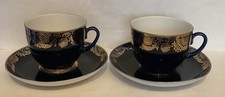 Lomonosov Porzellan Sammeltasse Kaffeetasse Gedeck Kobalt Blau/Gold 2 Stück