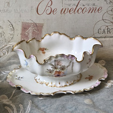 Rosenthal, feine antike Sauciere mit gewelltem Rand