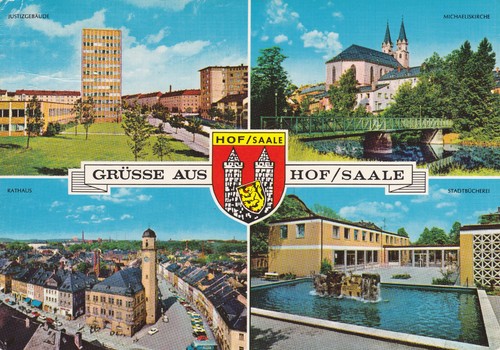 Hof saale stadtansicht - ak, /
