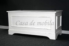 Massivholz Truhe weiß Shabby Chic Truhen-bank Sitztruhe 84cm Holz Sitzbank Flur