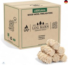 Log Barn Natürliche Anzündwolle - 500 Stück, Öko Anzünder Holzwolle für Holzö