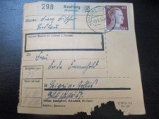#2335 Paketkarte aus KAUFFUNG (Katzbach) nach Leipzig