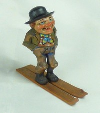 ANRI handgeschnitzte HOLZFIGUR - MANN SKIFAHRER / SKIFAHRER - Anri, Italien