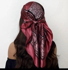 Halstuch  Satin Tuch Rot 90 cm Square Casual Stirnband Sommer Kopftuch