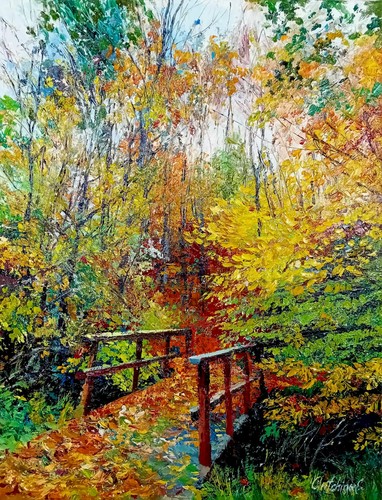 ölgemälde herbst wald - herbst,