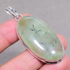 Prehnit ovale Form Edelstein handgefertigt Mode Geschenk Schmuck Anhänger...
