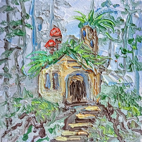 Waldhaus ölbild 10x10 - 10x10, cm