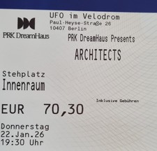 Tickets Architects Berlin 22.01.26 Innenraum Stehplätze Eintrittskarten Karten