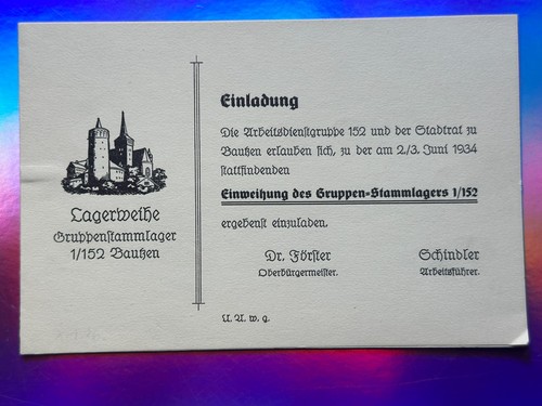 Alte einladung lagerweihe - alte,